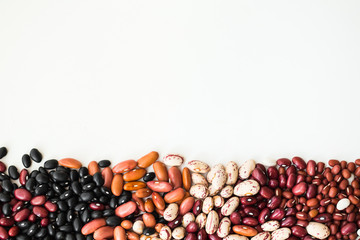 Beans seeds on a white background. Set beans seeds. - obrazy, fototapety, plakaty