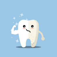 Cleaning and whitening teeth concept