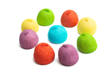 chewing marshmallows isolated