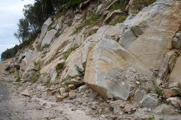 Journey. Steep mighty rocky mountains of the Altai territory are covered with forest. The...