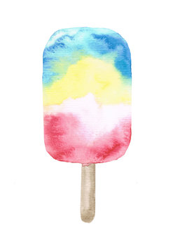Hand drawn watercolor ice cream. isolated over white background