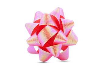 Fototapeta premium Pink shiny ribbon gift bow isolated on white background with clipping path.