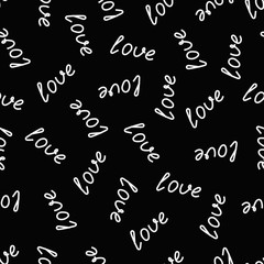 Seamless pattern with  love on a black background. Vector illustration. Design for print, textile, wrapping paper.