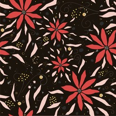 Seamless Floral Pattern with hand drawn flowers