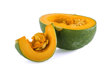 Green pumpkin isolated on the white background .