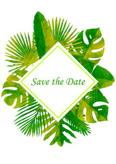 abstract background with place for your text with tropical leaves
