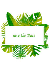 abstract background with place for your text with tropical leaves