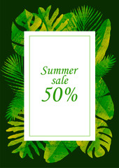 abstract background with place for your text with tropical leaves