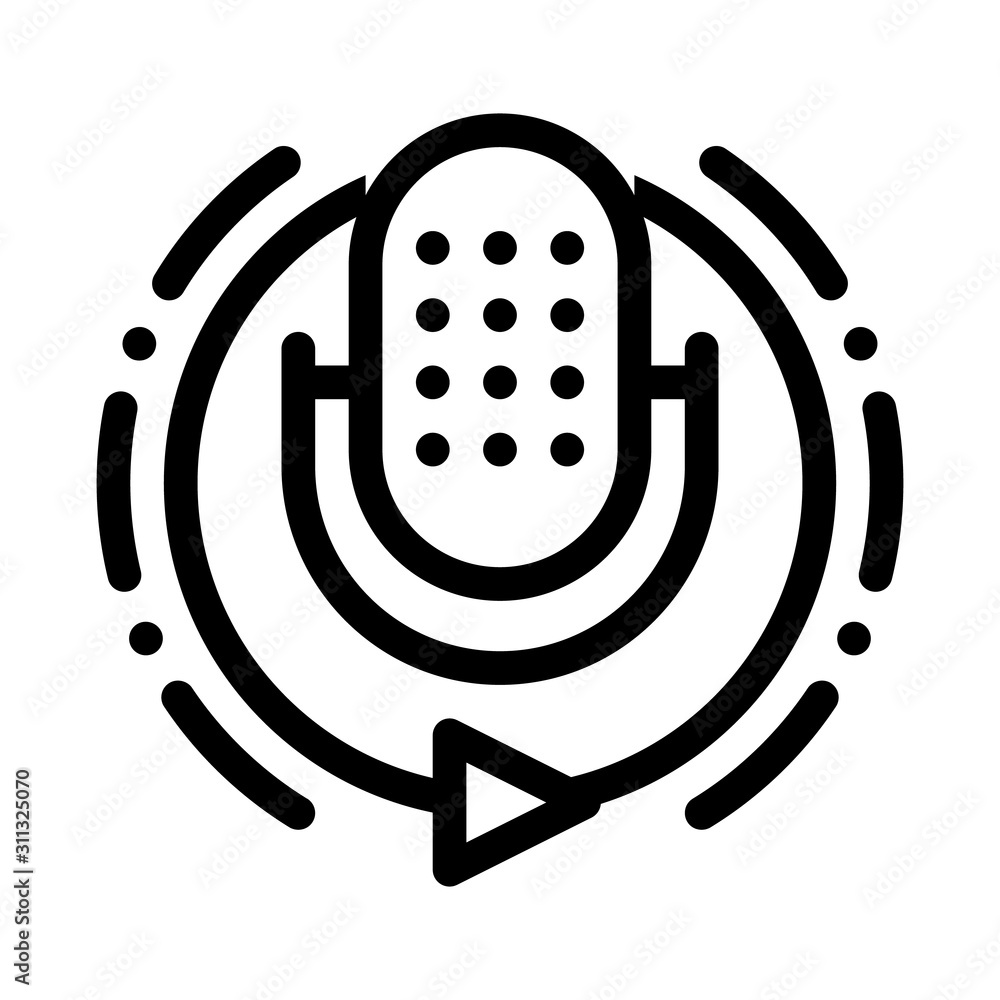 Poster broadcasting microphone icon vector. outline broadcasting microphone sign. isolated contour symbol i