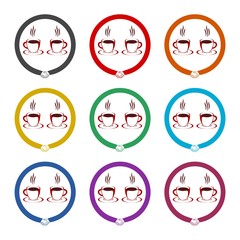 Coffee cup color icon set isolated on white background