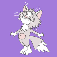 emoticon with a cool indifferent, arrogant, alienated cat that stands with its nose raised to the top, color emoji on isolated background