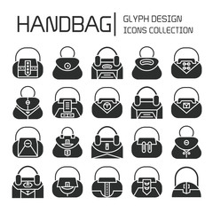 handbag and pouch icons glyph design