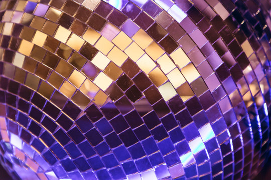 Mirrored glowing disco ball texture or abstract background