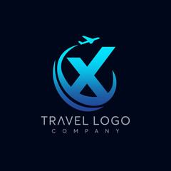 Letter X tour and travel logo design vector