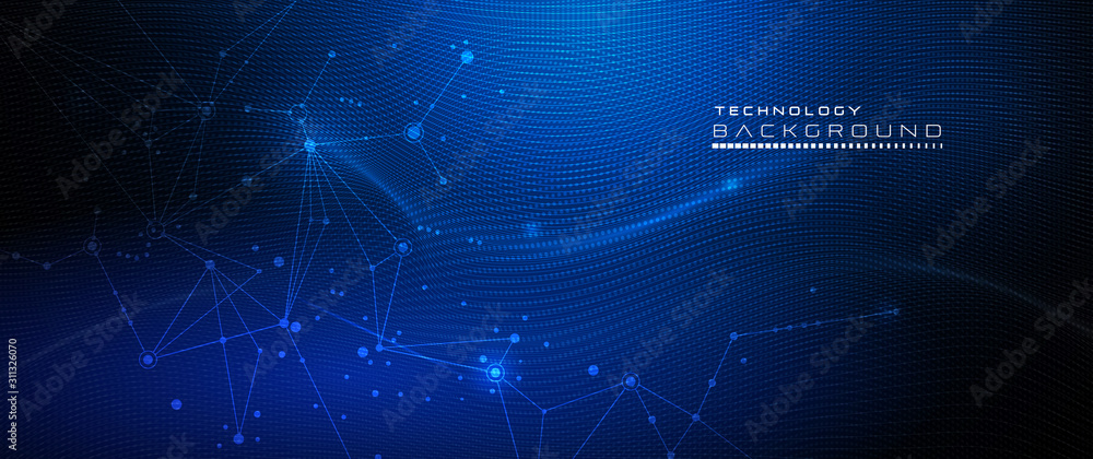 Wall mural vector illustration molecule,connected lines with dots,technology on blue background. abstract inter