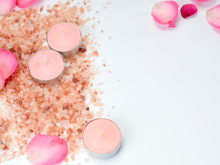 Spa set of pink himalayan salt.