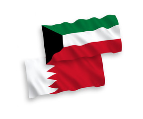Flags of Bahrain and Kuwait on a white background