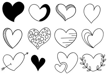 hand drawn scribble hearts