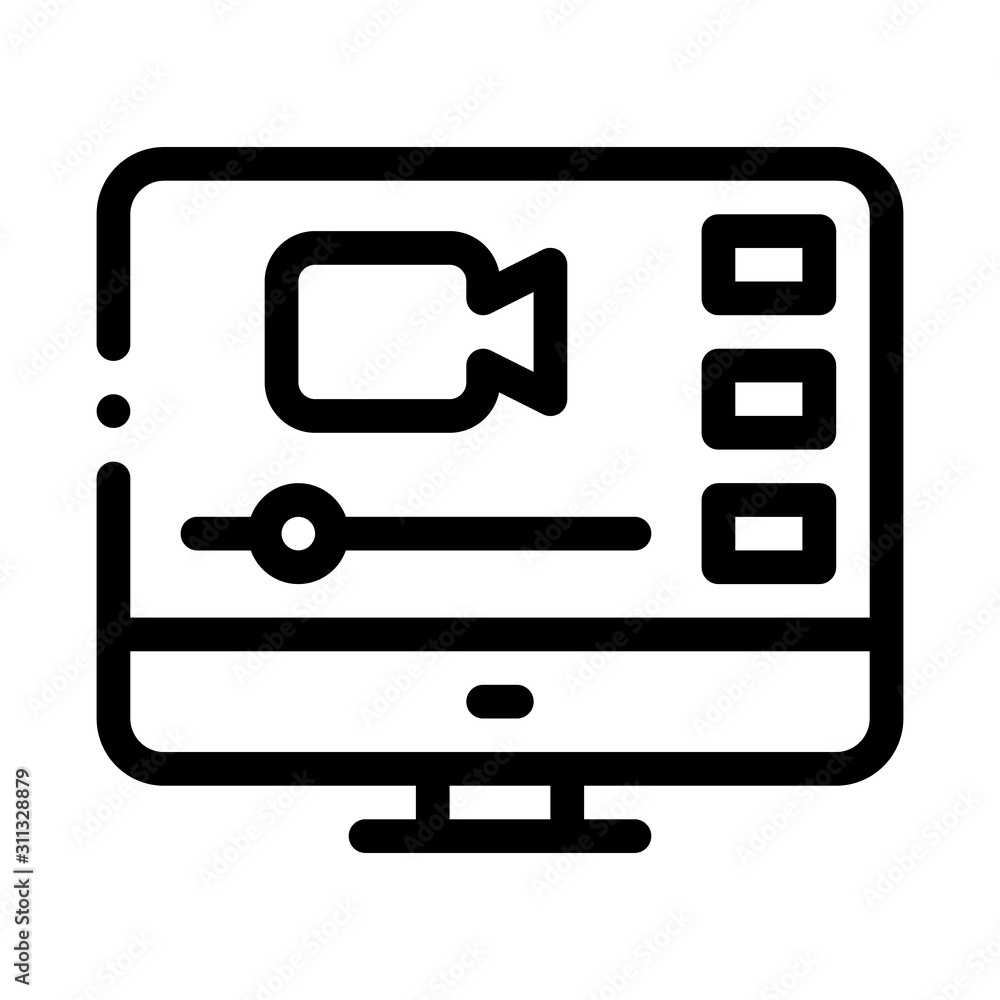 Aufkleber video player on screen icon vector. outline video player on screen sign. isolated contour symbol ill