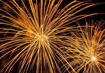 Nice, colorful fireworks abstract in the evening