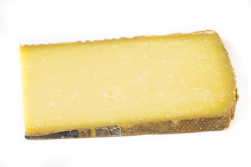 cantal slice on a white background