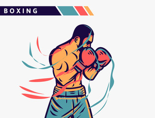 Boxing boxer defense artwork illustration with motion effect