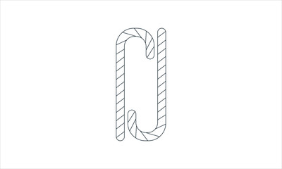 Candy cane icon for holiday sweets and decorations