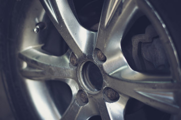 Worn-out car drive to large plan