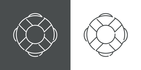 Icono plano lineal salvavidas en fondo gris y fondo blanco © teracreonte