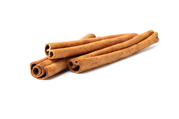 Cinnamon sticks pieces.Cinnamon Clipping Path on white isolated.Image stack Full depth of field macro