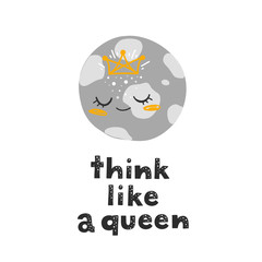 Vector greeting card with a cute girl princess planet