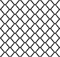 Black and white Moroccan motif tile pattern. Luxury decorative geometric design. 