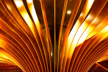 Modern design background made by different wooden blades