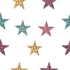 Cute Star Background. Seamless Pattern with stars.