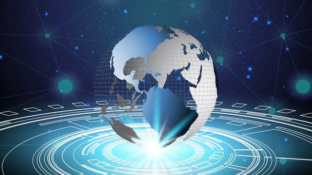 Animation of the earth revolve around, Holographic rendering Earth.
