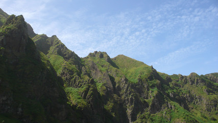 wild jungle mountain and tropical forest landscape in the Cape Verde Islands