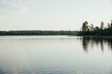Lake forest green landscape nature of Russia