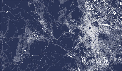 map of the city of Saint-Etienne, Loire, Auvergne-Rhone-Alpes, France