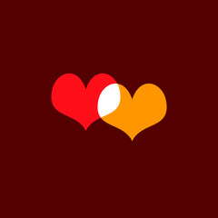Hearts icon yellow and red on dark