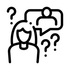 Woman Thinking About Man Icon Vector. Outline Woman Thinking About Man Sign. Isolated Contour Symbol Illustration