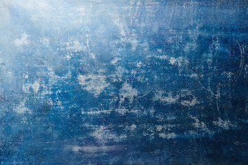 Shabby abstract retro blue background. Aged vintage grunge texture with scratches and damage