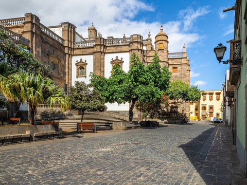 Landscape with Cathedral Santa Ana Vegueta in Las Palmas, Gran Canaria, Canary Islands, Spain