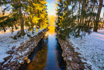 Bridge over the Fish Channel in Catherine Park, Tsarskoye Selo (Pushkin). Saint Petersburg. Russia.