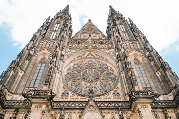 Fototapeta premium Gothic facade of St. Witt's Church in Prague, Czech Republic.