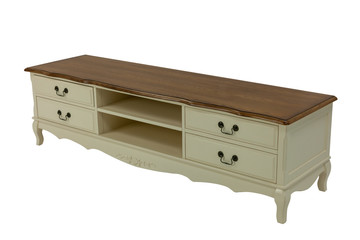 wooden cabinet with drawers on a white background