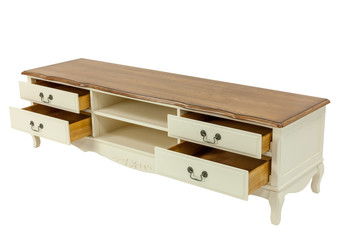 wooden cabinet with drawers on a white background