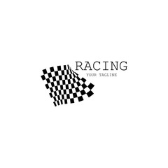 Race fkag icon, simple design race flag logo template