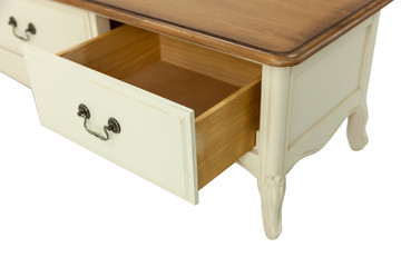 extended wooden box on a white background