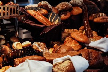 fresh baked breads in the bakery bread loaf