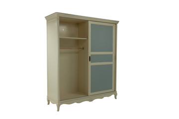 beige wardrobe with two doors on a white background